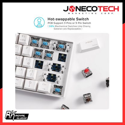 Royal Kludge - RK61 Wireless Swappable Switches Mechanical Gaming Keyboard (RED SWTICH/ BROWN SWITCH)